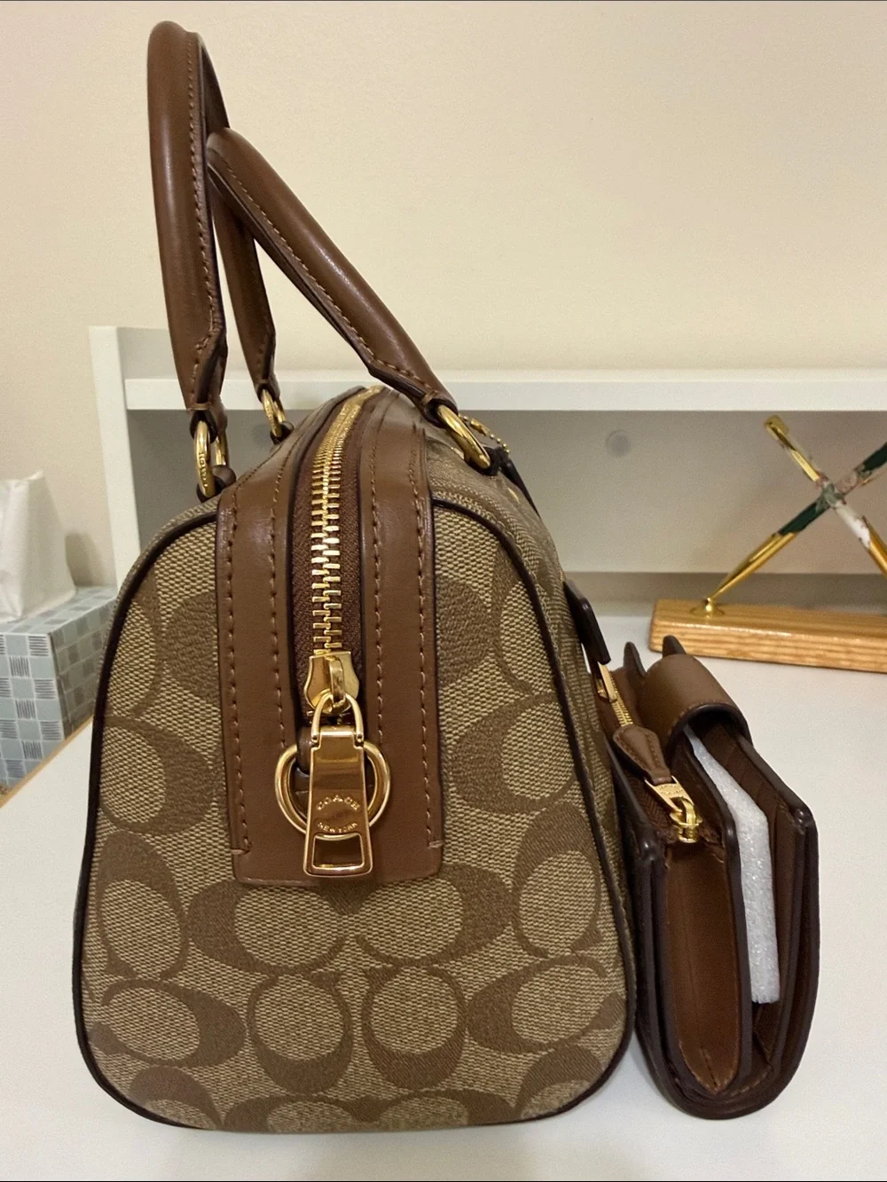 Coach Brown Signature Canvas Satchel and Wallet Set